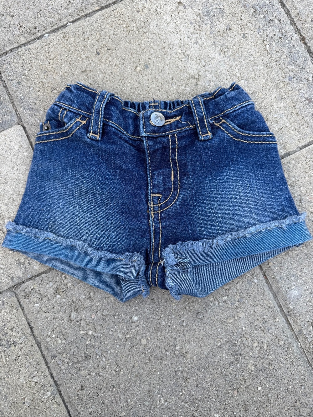 Place Dark Blue Frayed Hem Denim Shorts